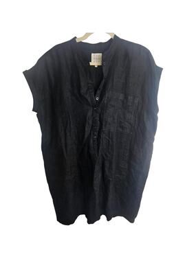 Not Monday Womens 100% Linen Tunic Mini Dress Size M Minimalist Lagenlook Beach